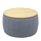 Elegant Dark Grey Round Storage Ottoman with Dual Function.
