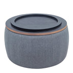 Elegant Dark Grey Round Storage Ottoman with Dual Function.