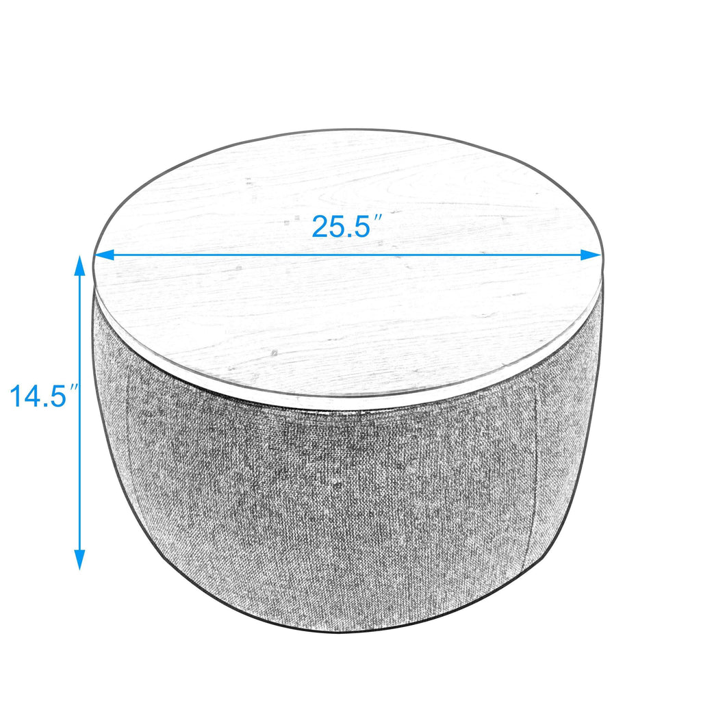 Elegant Dark Grey Round Storage Ottoman with Dual Function.