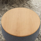 Elegant Dark Grey Round Storage Ottoman with Dual Function.