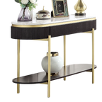 Gorgeous Dark Walnut Finish 1pc Sofa Table White Faux Marble Top Living Room Side Table Open Bottom Shelve