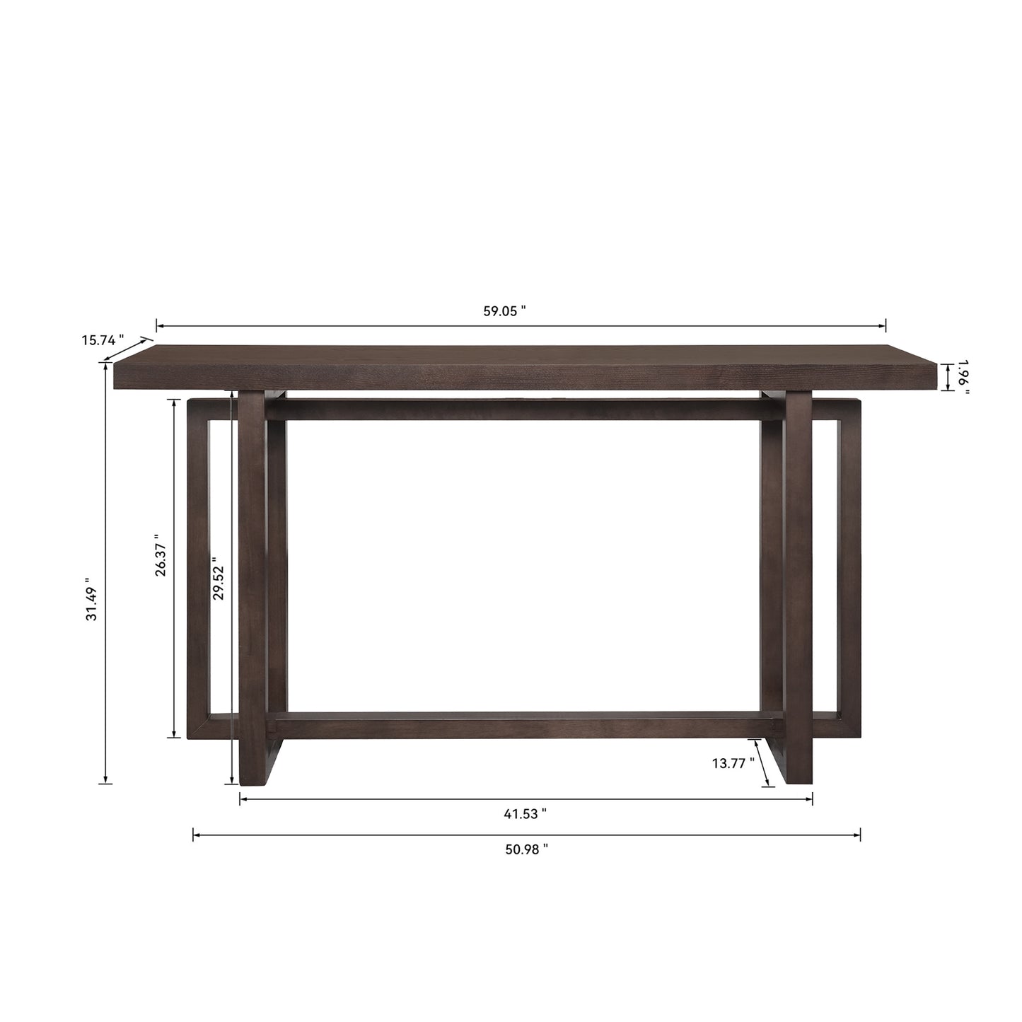 59' Narrow Console Table - MDF Entryway Sofa Table for Hallway, Living Room, Foyer with Space-Saving Design