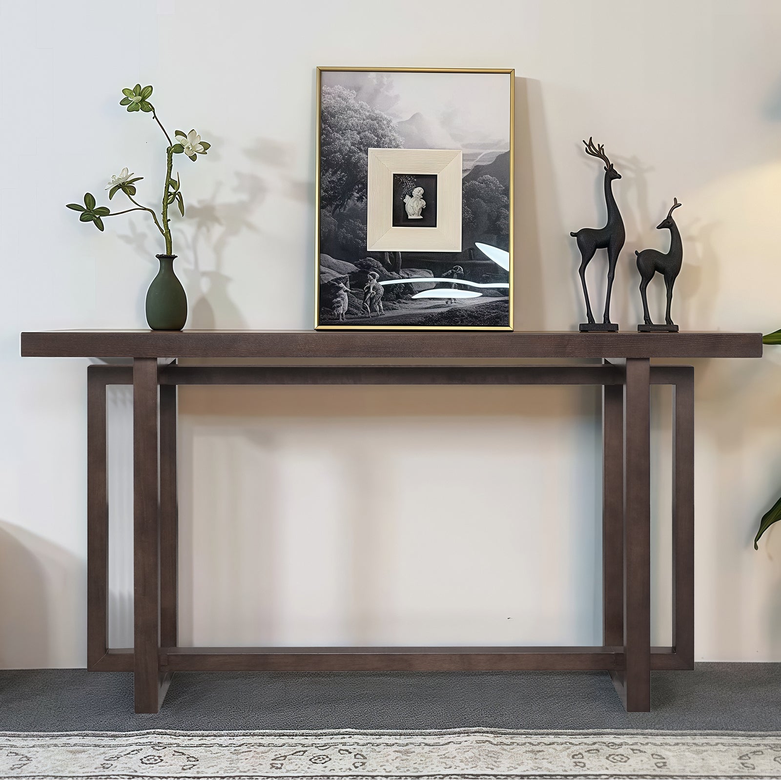 59' Narrow Console Table - MDF Entryway Sofa Table for Hallway, Living Room, Foyer with Space-Saving Design