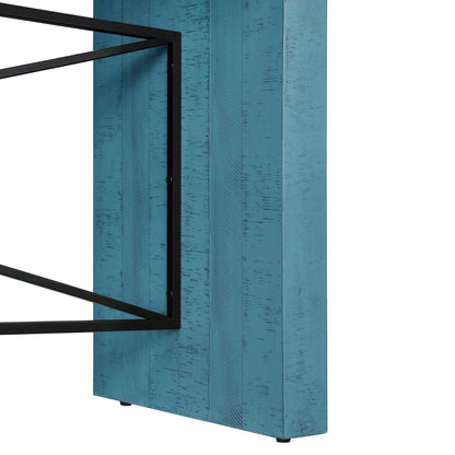 Retro Modern Wood Console Table, Long Sofa Table Behind Couch, Farmhouse Accent Table with Angled Metal Frame, Entryway Table for Hallway, Living Room, Foyer