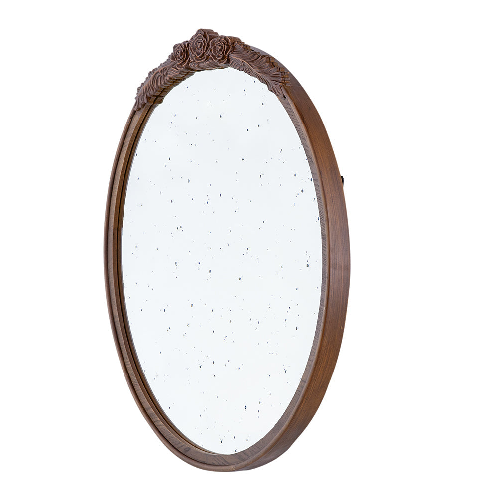 Florence Round Hand Carved Rose Antique Mirror