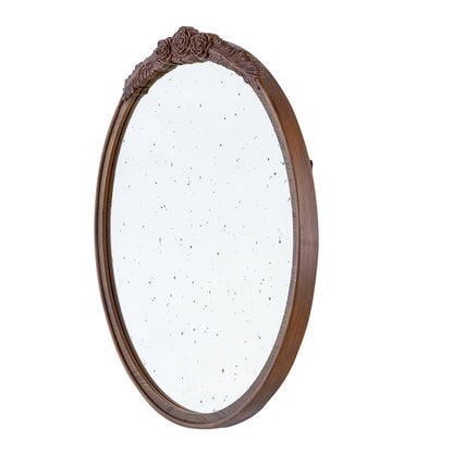 Florence Round Hand Carved Rose Antique Mirror