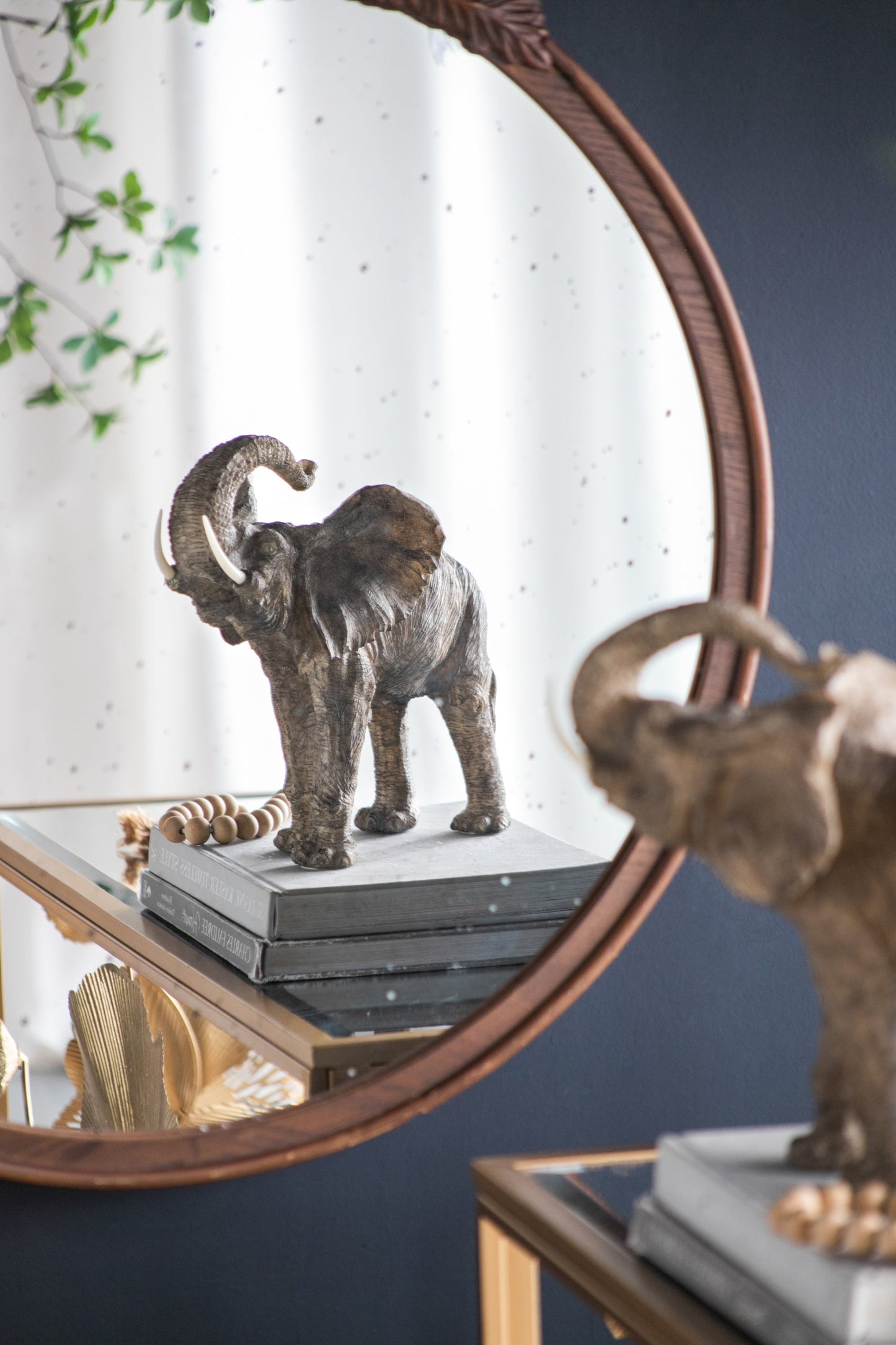 Florence Round Hand Carved Rose Antique Mirror