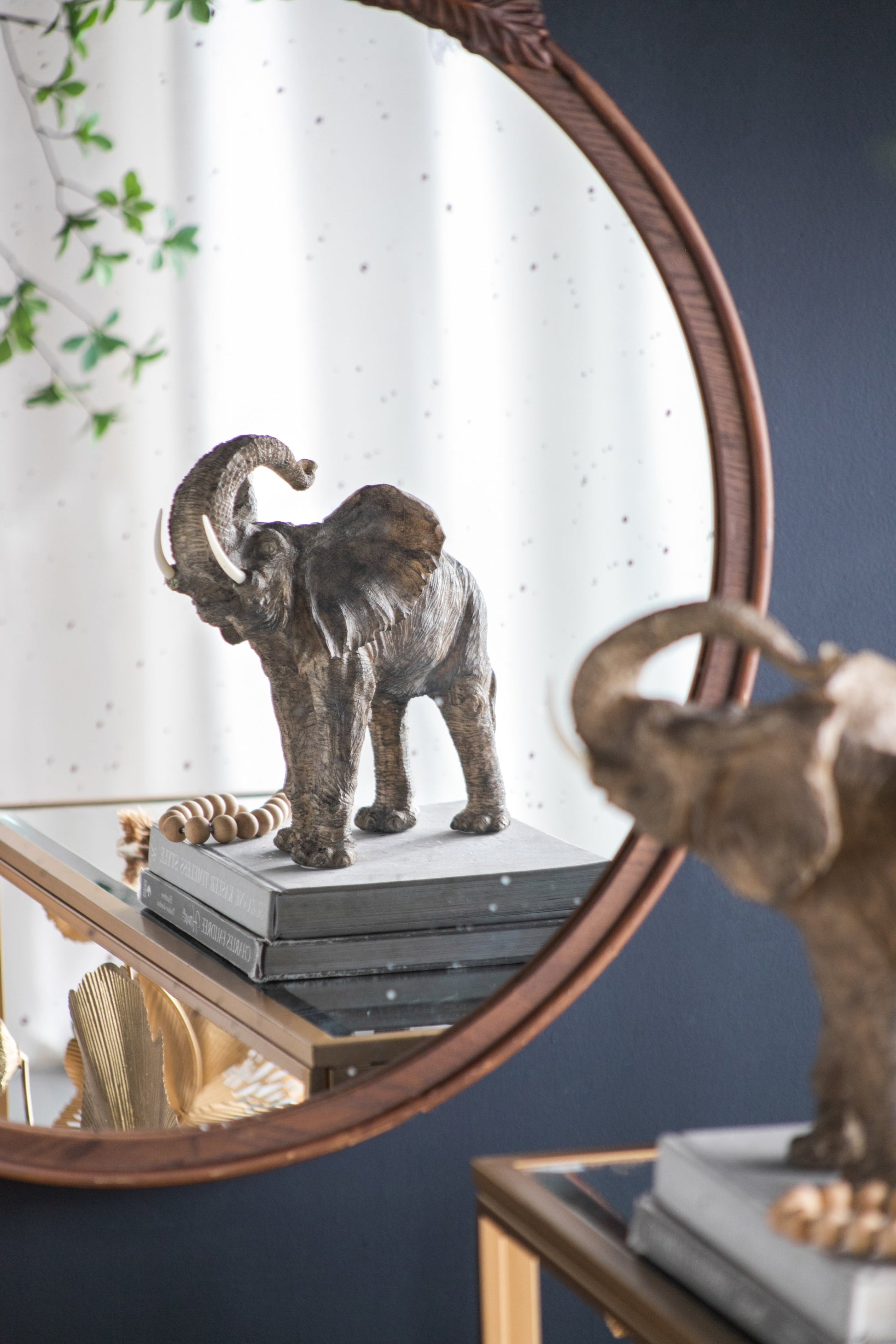 Florence Round Hand Carved Rose Antique Mirror