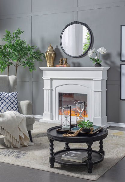 Florence Round Hand Carved Rose Antique Mirror