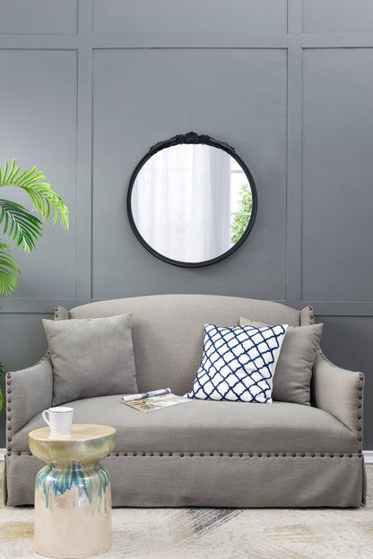 Florence Round Hand Carved Rose Antique Mirror