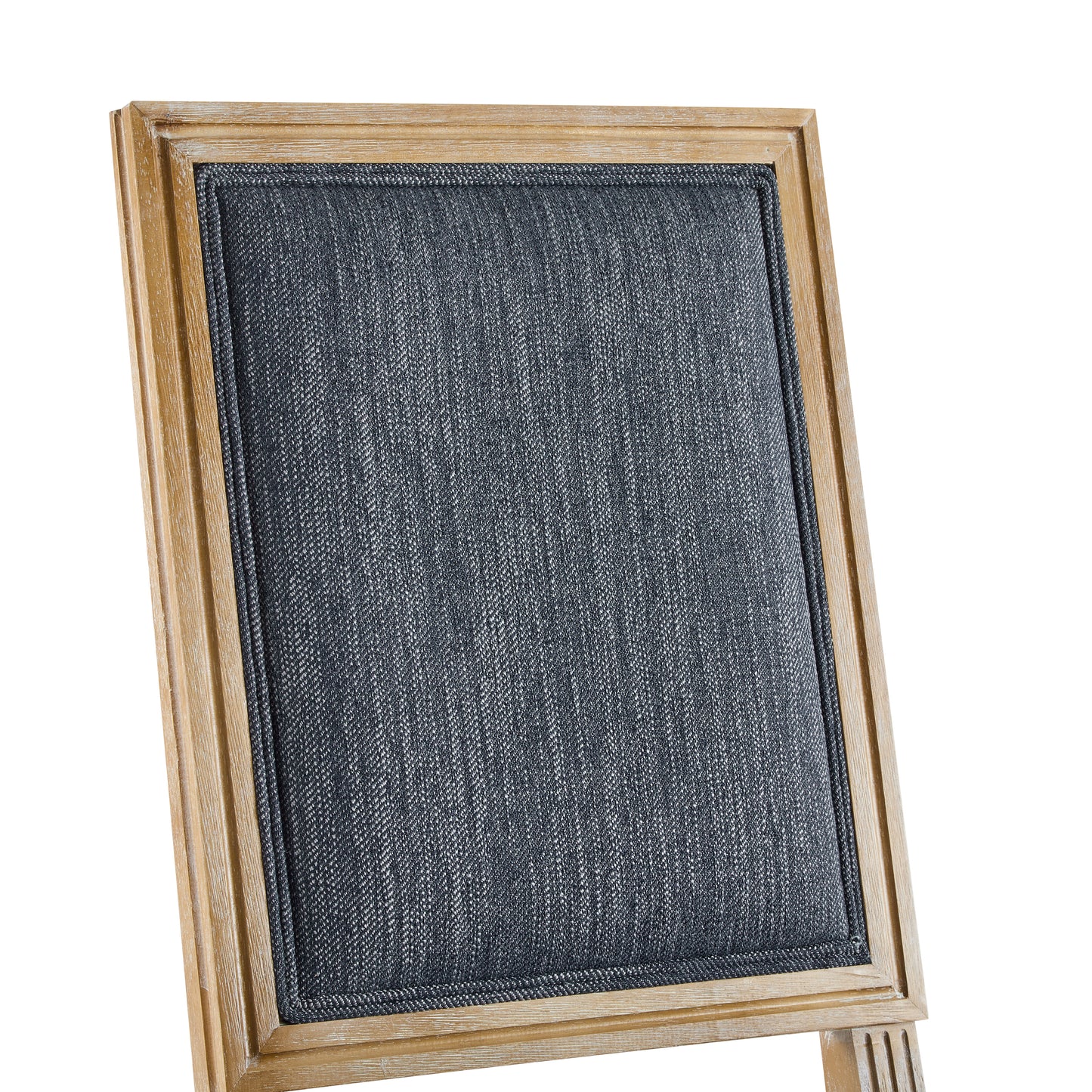 [Set of 2] French Country Dining Chairs - Elegant Cane Backrest & Upholstered Seats with Fluted Legs - Rustic Weathered Finish - Solid Rubberwood Frame - Vintage Inspired Kitchen & Dining Room Chairs