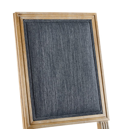 [Set of 2] French Country Dining Chairs - Elegant Cane Backrest & Upholstered Seats with Fluted Legs - Rustic Weathered Finish - Solid Rubberwood Frame - Vintage Inspired Kitchen & Dining Room Chairs