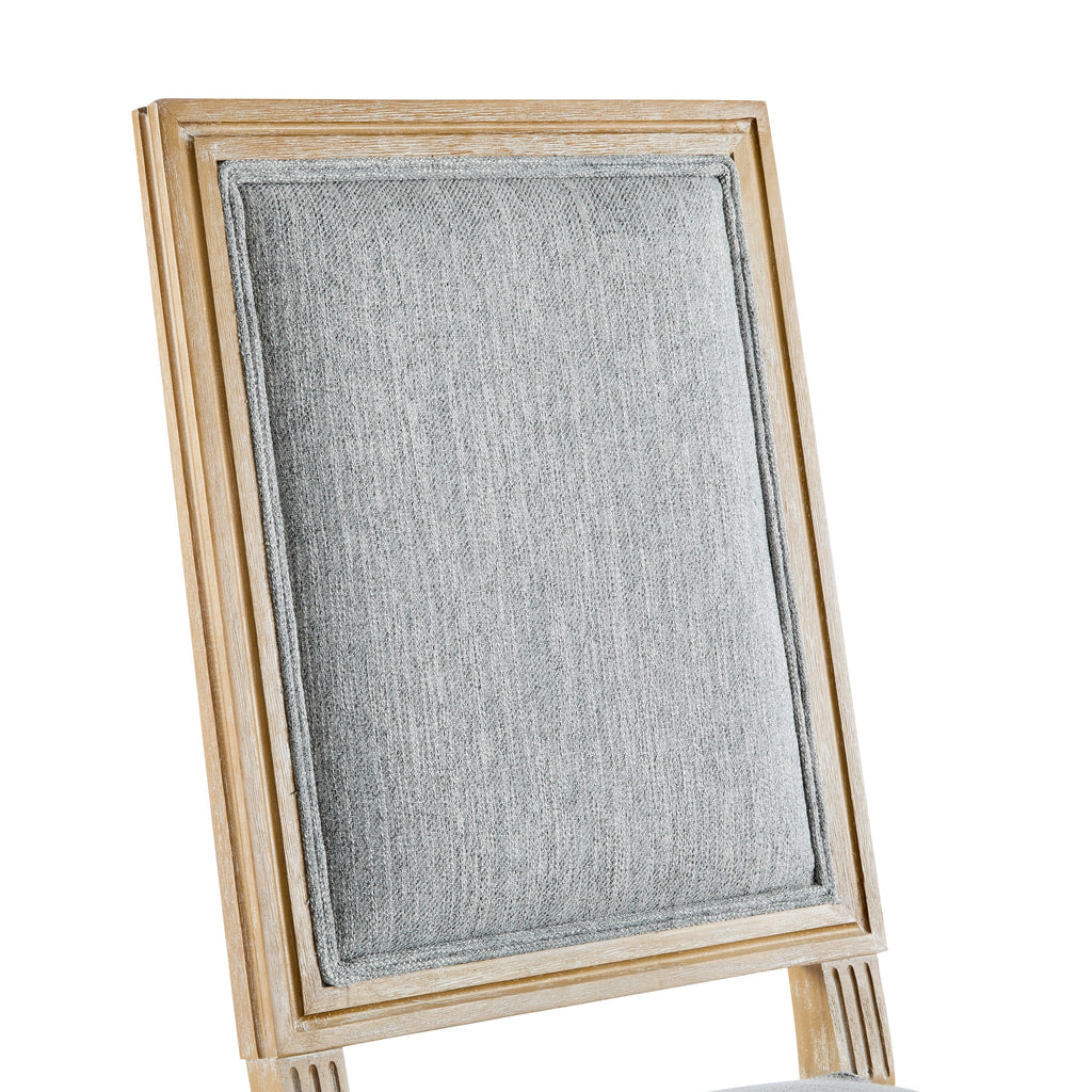 French Country Dining Chairs Set of 2 - Elegant Cane Backrest & Upholstered Seats - Grayish Green Solid Rubberwood Frame