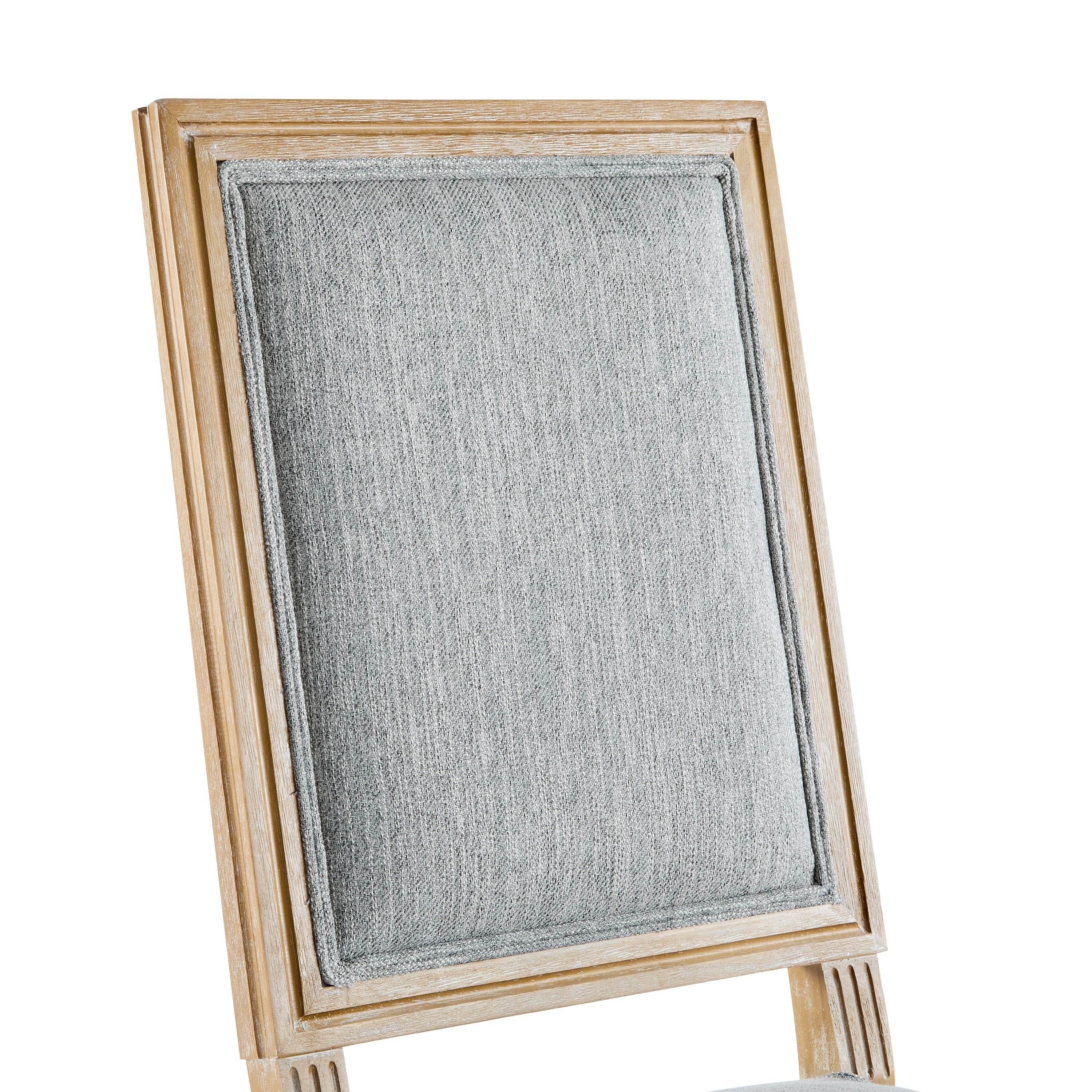 French Country Dining Chairs Set of 2 - Elegant Cane Backrest & Upholstered Seats - Grayish Green Solid Rubberwood Frame