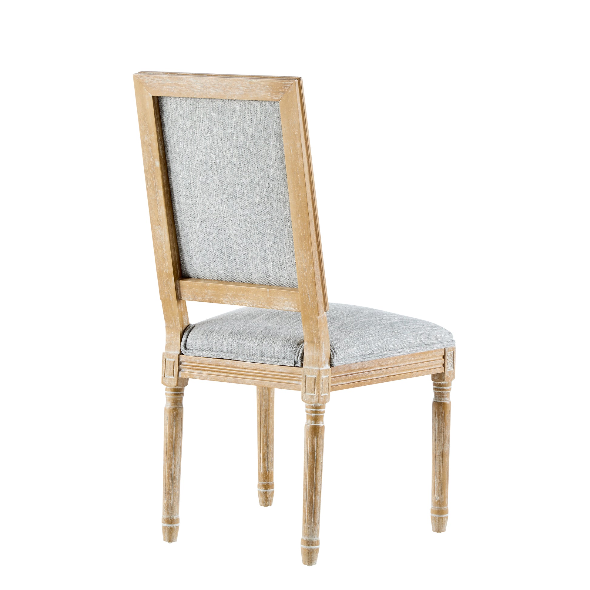 French Country Dining Chairs Set of 2 - Elegant Cane Backrest & Upholstered Seats - Grayish Green Solid Rubberwood Frame