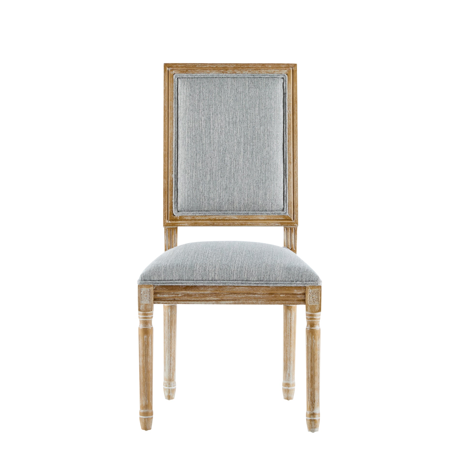 French Country Dining Chairs Set of 2 - Elegant Cane Backrest & Upholstered Seats - Grayish Green Solid Rubberwood Frame