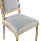 French Country Dining Chairs Set of 2 - Elegant Cane Backrest & Upholstered Seats - Grayish Green Solid Rubberwood Frame