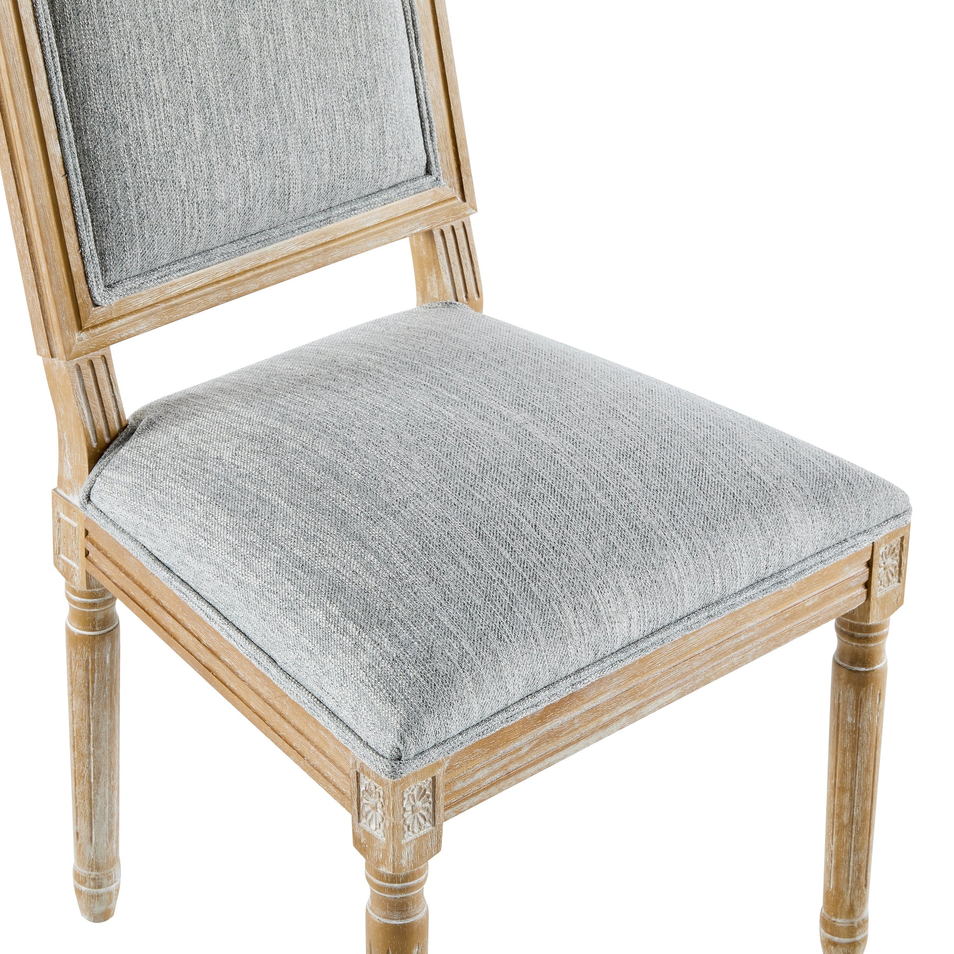 French Country Dining Chairs Set of 2 - Elegant Cane Backrest & Upholstered Seats - Grayish Green Solid Rubberwood Frame
