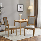 French Country Dining Chairs Set of 2 - Elegant Cane Backrest & Upholstered Seats - Grayish Green Solid Rubberwood Frame