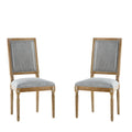 French Country Dining Chairs Set of 2 - Elegant Cane Backrest & Upholstered Seats - Grayish Green Solid Rubberwood Frame