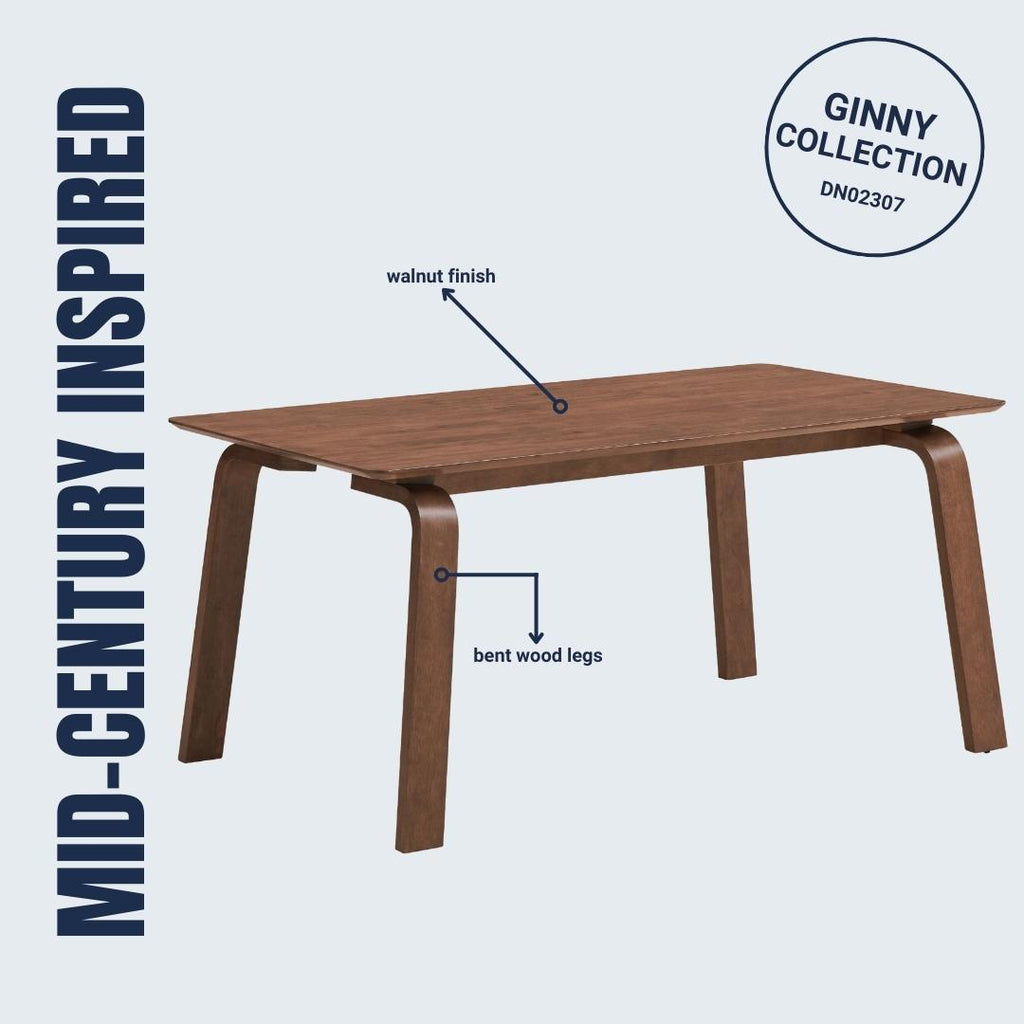 Ginny 5 pieces Walnut Finish w/ Side Chairs Dining Room Set