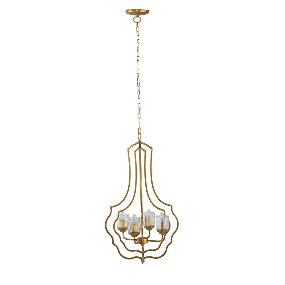 4 - Light Metal Chandelier, Hanging Light Fixture with Adjustable Chain for Kitchen Dining Room Foyer Entryway, Bulb Not Included - Groovy Boardz