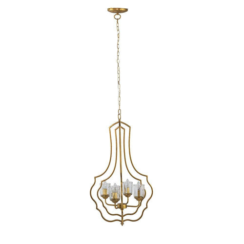 Elegant Gold 4-Light Iron Chandelier with Adjustable Chain.