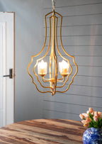 4 - Light Metal Chandelier, Hanging Light Fixture with Adjustable Chain for Kitchen Dining Room Foyer Entryway, Bulb Not Included - Groovy Boardz