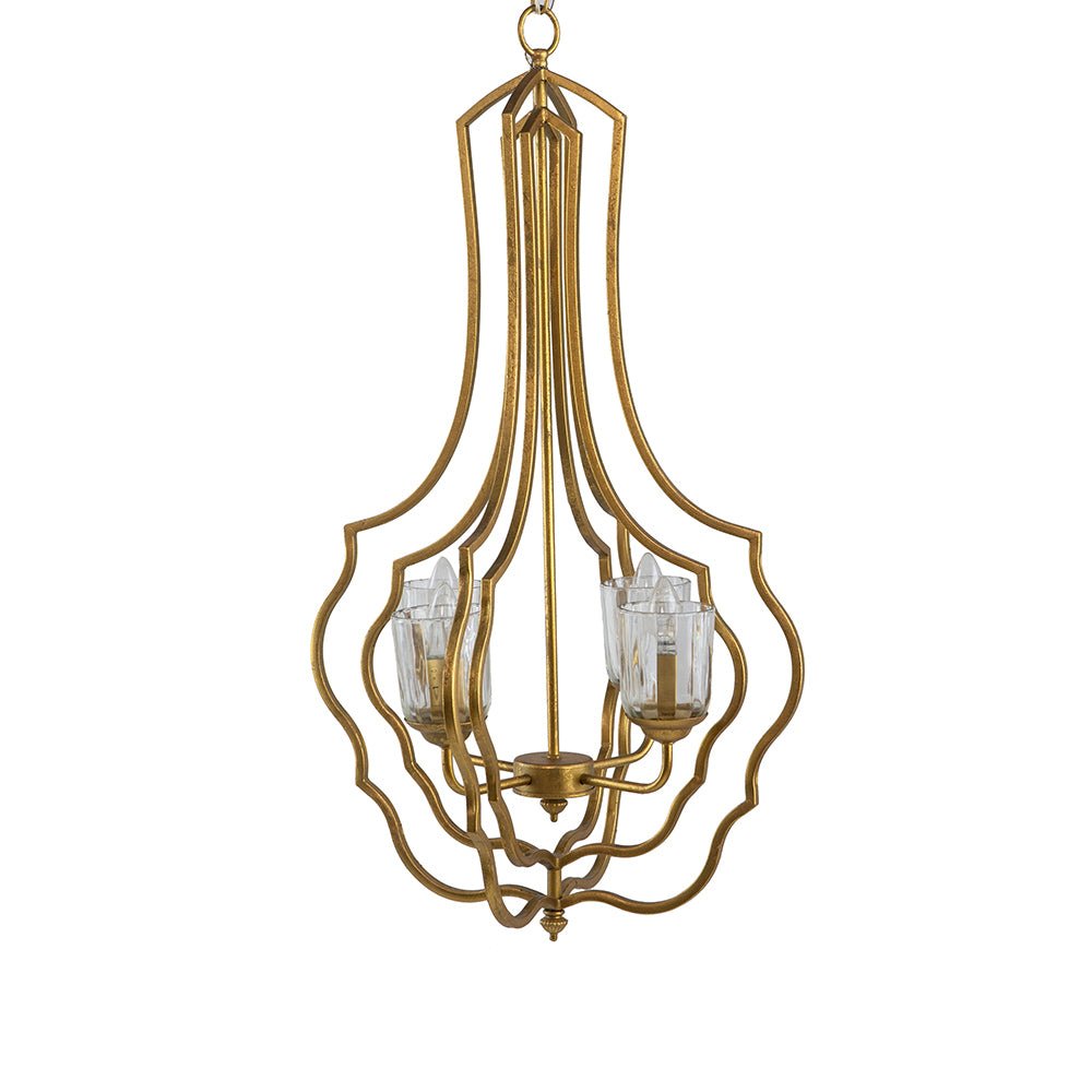 4 - Light Metal Chandelier, Hanging Light Fixture with Adjustable Chain for Kitchen Dining Room Foyer Entryway, Bulb Not Included - Groovy Boardz
