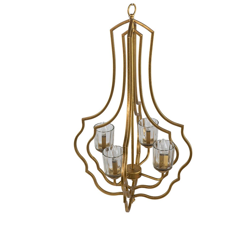 4 - Light Metal Chandelier, Hanging Light Fixture with Adjustable Chain for Kitchen Dining Room Foyer Entryway, Bulb Not Included - Groovy Boardz