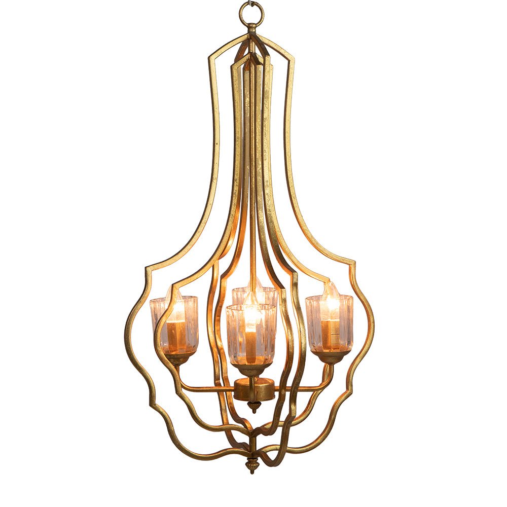 4 - Light Metal Chandelier, Hanging Light Fixture with Adjustable Chain for Kitchen Dining Room Foyer Entryway, Bulb Not Included - Groovy Boardz
