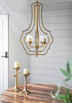 4 - Light Metal Chandelier, Hanging Light Fixture with Adjustable Chain for Kitchen Dining Room Foyer Entryway, Bulb Not Included - Groovy Boardz