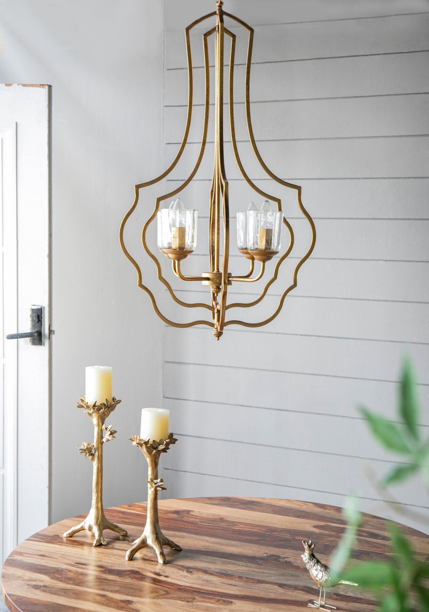 4 - Light Metal Chandelier, Hanging Light Fixture with Adjustable Chain for Kitchen Dining Room Foyer Entryway, Bulb Not Included - Groovy Boardz