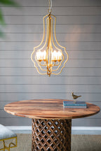 4 - Light Metal Chandelier, Hanging Light Fixture with Adjustable Chain for Kitchen Dining Room Foyer Entryway, Bulb Not Included - Groovy Boardz