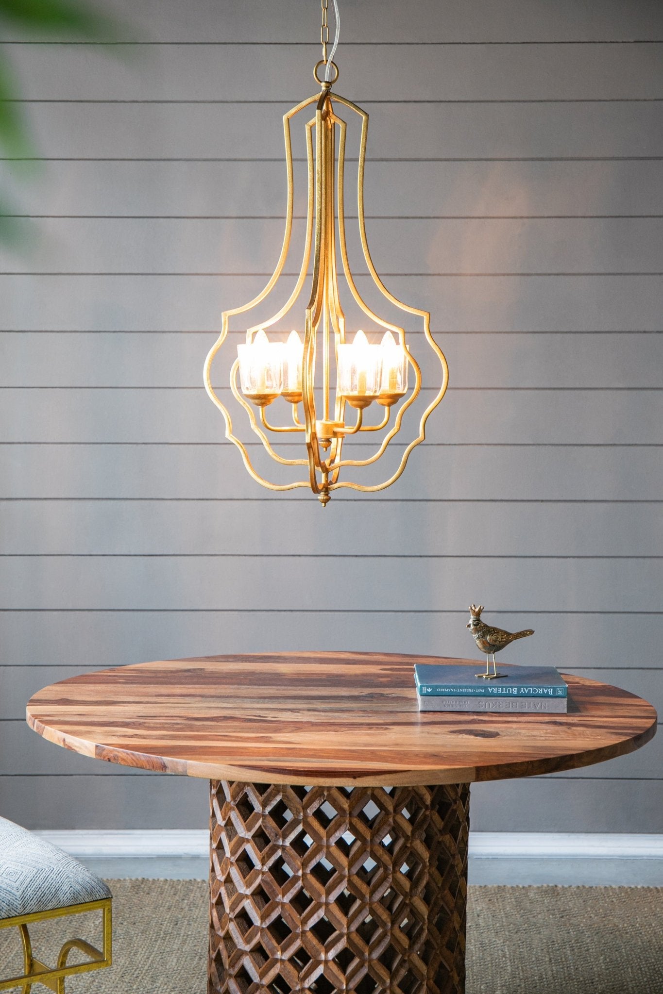 4 - Light Metal Chandelier, Hanging Light Fixture with Adjustable Chain for Kitchen Dining Room Foyer Entryway, Bulb Not Included - Groovy Boardz