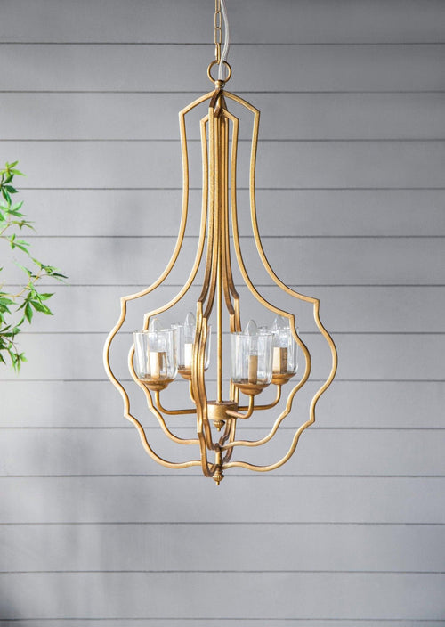 Elegant Gold 4-Light Iron Chandelier with Adjustable Chain.