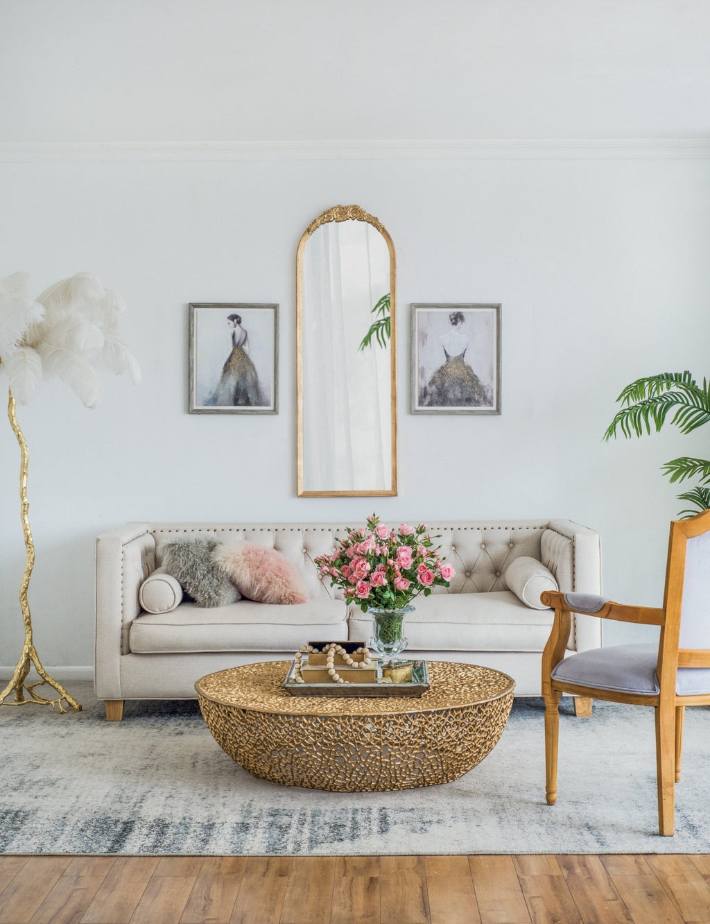 19"x56" Wood Floor Mirror, Full Body Mirror Dressing Make up Mirror for Bathroom Bedroom Living Room - Groovy Boardz