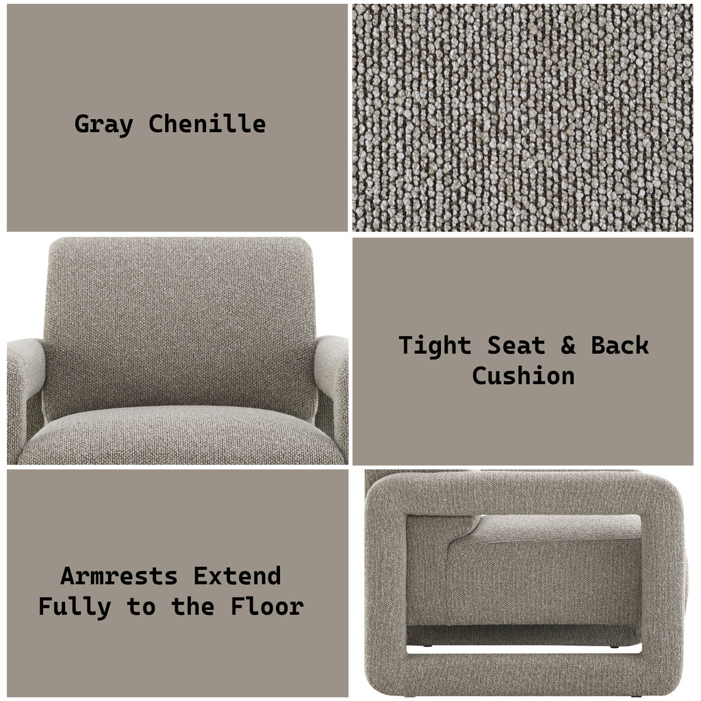 Glenda Gray Chenille Accent Chair