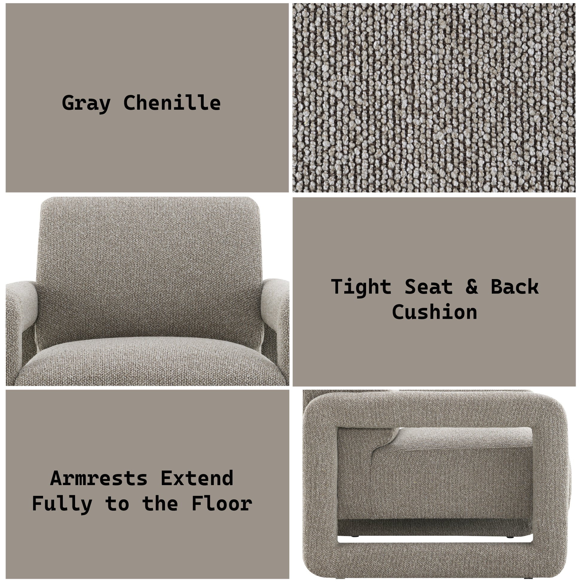 Glenda Gray Chenille Accent Chair