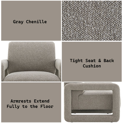 Glenda Gray Chenille Accent Chair