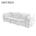 [ Video Provided]U_STYLE 105'' 3 Seater Sofa with Removable Back Cushions and 5 Pillows , for Living Room, Apartment, Spacious Space