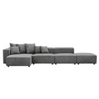 Soft Corduroy Sectional Modular Sofa 4 Piece Set, Small L-Shaped Chaise Couch for Living Room, Apartment, Office, Gray - Groovy Boardz