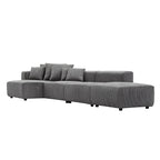Soft Corduroy Sectional Modular Sofa 4 Piece Set, Small L-Shaped Chaise Couch for Living Room, Apartment, Office, Gray - Groovy Boardz