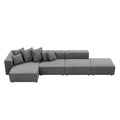 Soft Corduroy Sectional Modular Sofa 4 Piece Set, Small L-Shaped Chaise Couch for Living Room, Apartment, Office, Gray - Groovy Boardz