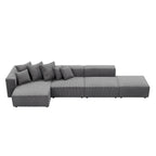 Soft Corduroy Sectional Modular Sofa 4 Piece Set, Small L-Shaped Chaise Couch for Living Room, Apartment, Office, Gray - Groovy Boardz
