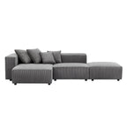 Soft Corduroy Sectional Modular Sofa Set, Small L-Shaped Chaise Couch for Living Room, Apartment, Office, Gray - Groovy Boardz
