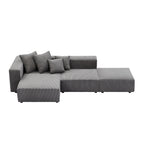 Soft Corduroy Sectional Modular Sofa Set, Small L-Shaped Chaise Couch for Living Room, Apartment, Office, Gray - Groovy Boardz