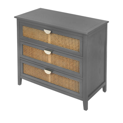 3 Drawer Cabinet,Natural rattan,American Furniture,Suitable for bedroom, living room, study - Groovy Boardz