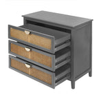 3 Drawer Cabinet,Natural rattan,American Furniture,Suitable for bedroom, living room, study - Groovy Boardz