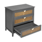 3 Drawer Cabinet,Natural rattan,American Furniture,Suitable for bedroom, living room, study - Groovy Boardz